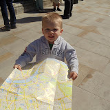 J checking out the map of London...Mommy's son for sure!