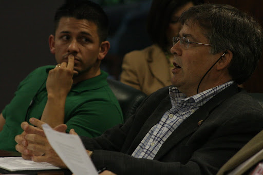 Councilman Dan Chiles continues with his own questions about the proposed site. (photo credit: James Mulvenon)