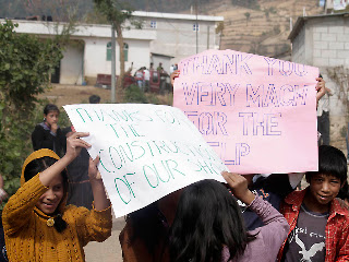 Welcome from the children. Sienna Project 2011 Guatemala trip to help build school in Palanquix, Solala, Guatemala. Photos by TOM HART