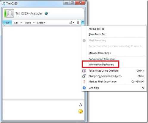 lync add-in - infodash - menu lync add-in - infodash - menu