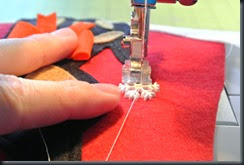 Sewing on buttons,  Note the "special" button foot.