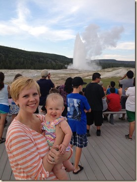 Elsa and Mom at Old Faithful