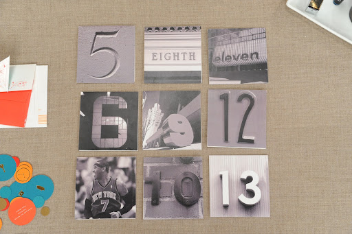 Cari Wolfert and Jason Rubin’s fall 2011 wedding
	table numbers with photos of numbers found all over New York City. See more of their wedding here: http://ow.ly/aM8wI