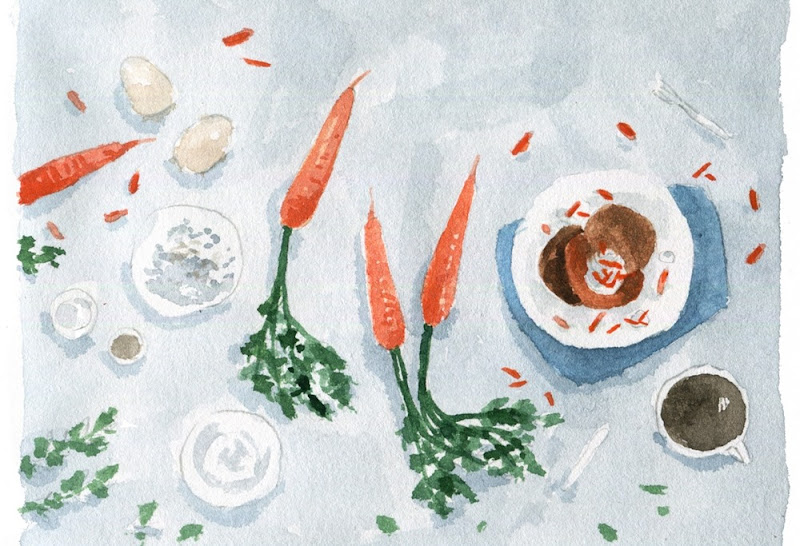 Carrot Pancakes - illustration by Dara Muscat