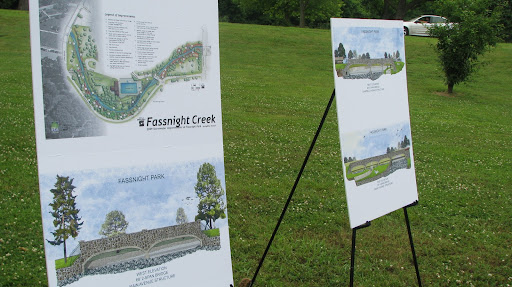 Posters portraying the proposed improvements to Fassnight Park. (Photo by: Kenrick Nobles)