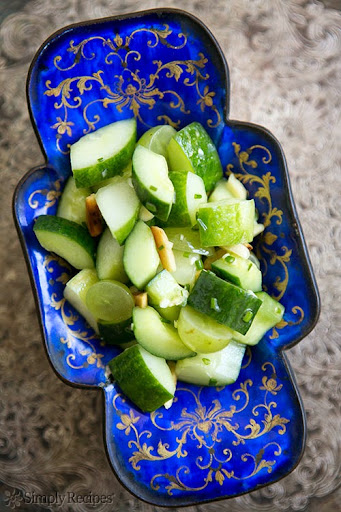 Cucumber Salad with Grapes and Almonds on Simply Recipes
