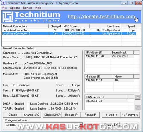 Mengubah Network MAC Address – Technitium MAC Address Changer