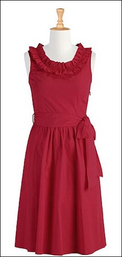 Ruffle Neck Cotton Dress