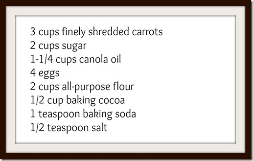 Chocolate Carrot Cake Ingredient Recipe