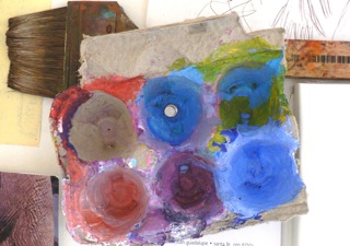 Swirls of color have stained this palette.