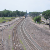 Union Pacific coal train approaches Broad Street viaduct in Fremont, Nebraska. (June 4, 2009)