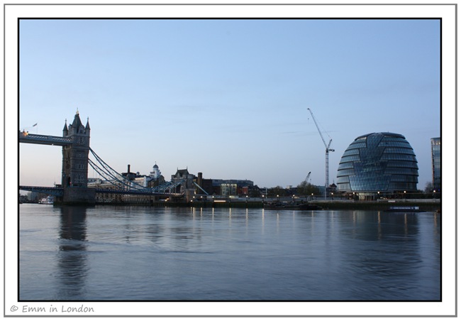 Tower Bridge and City Hall just before sunrise