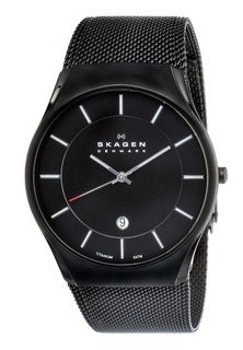 Skagen Mens Black Titanium Mesh Strap Watch