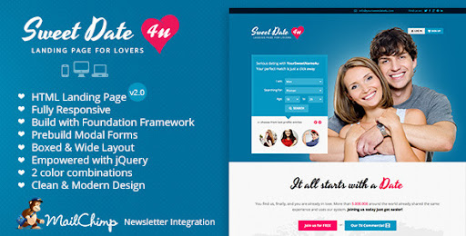 Sweet Date - Premium Landing Page for Lovers - ThemeForest Item for Sale