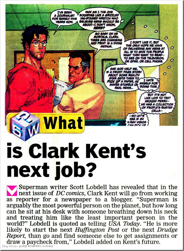 Deccan Chronicle Daily Chennai Edition Chennai Chronicle Page No 23 Dated Thursday 25th Oct 2012 What is Clark Kents Next Job