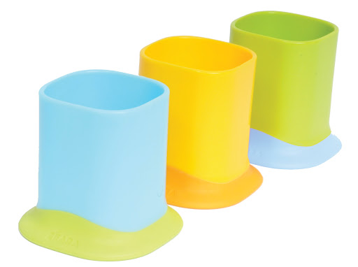 Beaba Soft Cup Set, BPA-free, dishwasher-safe, nonslip, and stackable. $19.95 for set of 3, beabausa.com.