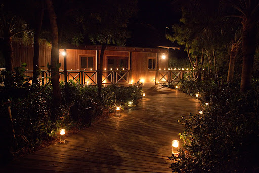 Hundreds of candles lined the property during the Thursday night welcome party. Hundreds of candles lined the property during the Thursday night welcome party.
