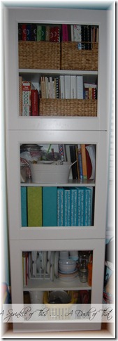 Cabinet after magazine holder makeover{A Sprinkle of This . . . . A Dash of That}