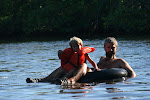 Inner tubing in the river Caraiva, Brazil