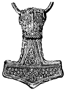 Ilustración de un martillo de plata enchapado en oro encontrado en Bredsätra, Öland, Suecia..png Ilustración de un martillo de plata enchapado en oro encontrado en Bredsätra Öland Suecia