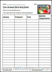 Download this free zoo animals recording sheet for your next zoo field trip.