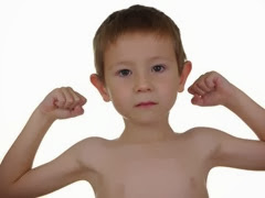 boy showing muscles