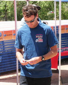 Bob checking out the medal