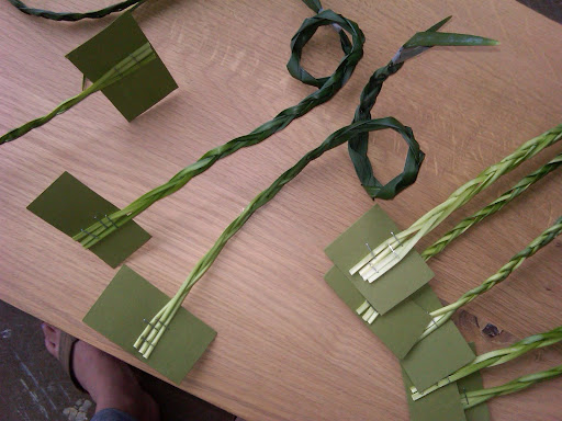 We used some braided grasses to bring textural, woven elements into the arrangements.