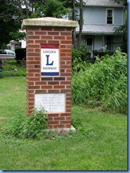 3804 Ohio - Oceola, OH - Lincoln Highway (County Road 330) - brick pillar dedicated to Seiberling