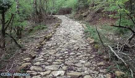 Camino empedrado en la subida al rado de Legaire - Andoin