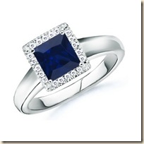 Square Sapphire and Diamond Ring