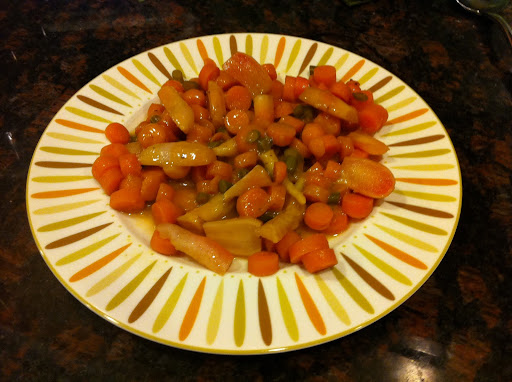 My cooking partner-in-crime, Rachel, braised her radishes and garlic scapes with carrots