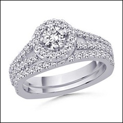 Two Ring Wedding Set Diamond Engagement Ring With Matching Wedding Band