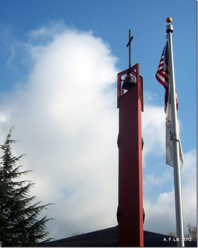 Cross and Flag - Two.  Gresham, Oregon.  December 12, 2011.  Photo of the Day by A. F. Litt: September 11, 2012.