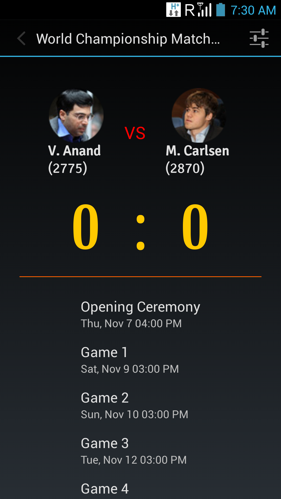 Android application World Chess Championship 2013 screenshort