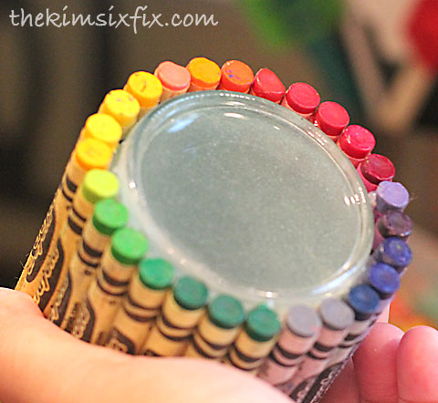 Crayon around jar