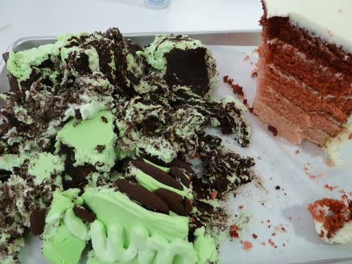 I didn't have any real behind-the-scenes photos of the minty ice-box cake. We shot it and then promptly devoured it.