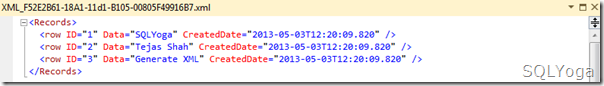 SQLYoga Resultset of XML RAW
