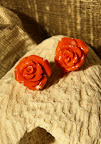 Mediterranean carved coral and 18ct gold earrings 420.00