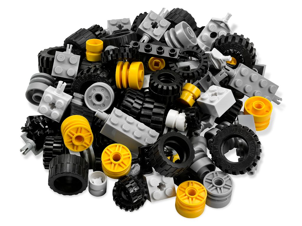 Lego 6 Vehicle Car Base With Tires,white Rims,plate Modified Wheel Holder  Parts