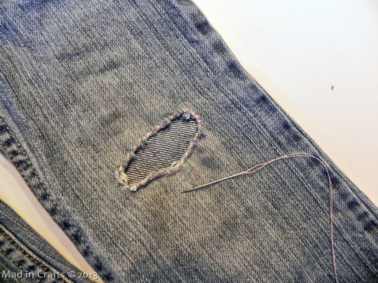sew around edges of the hole sew around edges of the hole