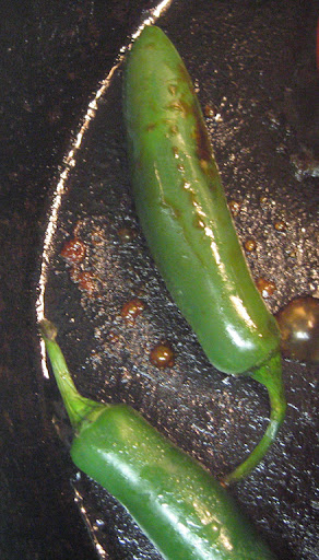 Searing the peppers gives a nice roasted flavor.