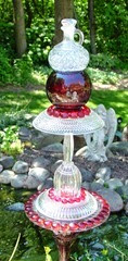 glass garden art red clear