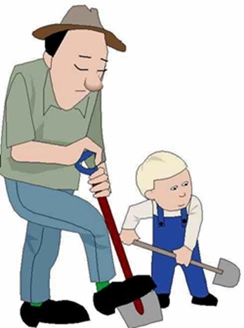 Pai e filho enxada Pai e filho enxada