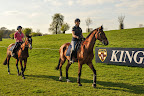 Mary King riding Imperial Cavalier with her groom on Kings Temptress