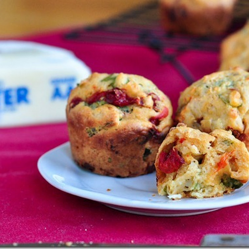 Basil, Feta & Roasted Pepper Muffins