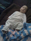 Another picture of Audrey sleeping in her overalls.