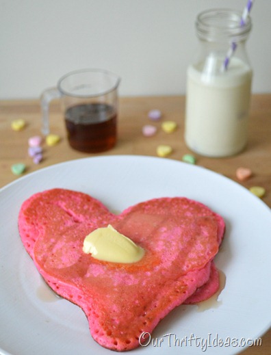 Our Thrifty Ideas | Heart Shaped Pancakes for Valentine's Day breakfast | #Valentines #Breakfast