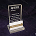 Acrylic desktop sign with business card holder. Your text and logos can easily be incorporated into the designs you choose. www.medalit.com - Absi Co