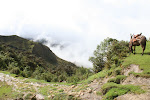Dismounting to begin our descent to the town of Choctamal, Gran Vilaya Trek, Chachapoyas Region, Peru